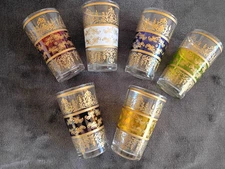 Vintage Moroccan Tea Glasses Set of 6 Assorted Colors Unbranded New in Box