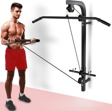 Wall Mounted Cable Machine Lat Pulldown Bicep Curls Plate Loaded Home Gym Weight