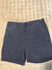 Men s Faherty Coastline Navy Blue Chino Shorts 7 Inseam Tailored Fit 34 Waist