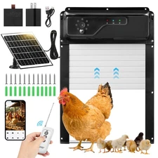 Solar Powered Automatic Chicken Coop Door, Multi-Modes Chicken Door Opener
