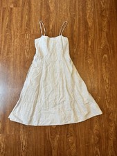 THEORY Perfect Tea Stripped Linen Square Sun Dress A-Line Midi Blue Women's 2