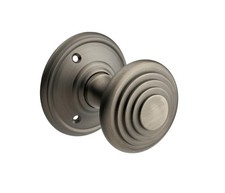 Whitehall Ringed Mushroom Mortice Door Knob - Antique Pewter - Pair