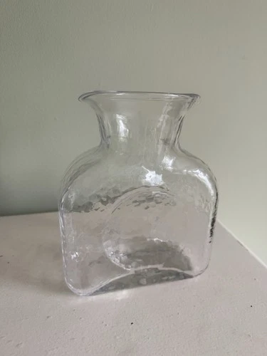 Blenko Inspired Vintage Clear Glass Double Pour Spout Water Pitcher Decanter