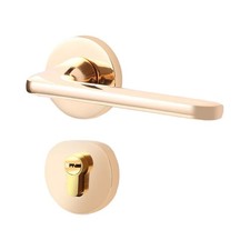 Modern Circular Split Door Lever Set in Stain Brushed Gold for Home Office Use