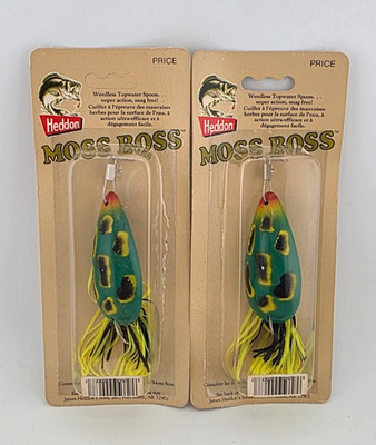 (2) Vintage Heddon Moss Boss Top Water Fishing Lures Lot of 2 - 3/8 oz