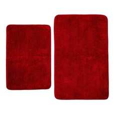 Red Soft Microfiber Non Slip Washable Bathroom Rug Mat Set 16x24 20x32 2 PCS