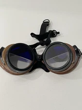 Vtg. WILLSON SAFETY WELDING GOGGLES GLASSES Aviator Motorcycle Steampunk Split