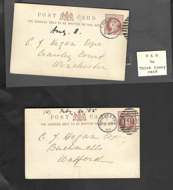 GREAT BRITAIN-1880 ISH-POSTAL CARDS-H&G 5A-LOT OF 4-CANCELS!!-1/2 P RATE-F-#14