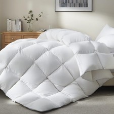 Goose Feather Down Fiber Comforter Full Size - All Season White Fluffy Duvet ...