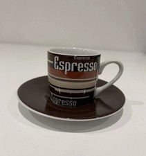 Coffee Stripes Konitz Brown Beige Black Retro German Coffee EspressoCup Saucer