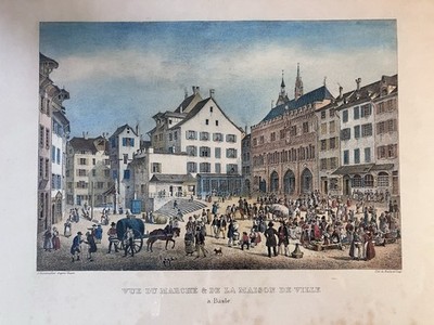 Basel, Switzerland Antique c.1829 Lithograph By J. Rothmüller After C. Guis.