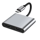 4K USB C to Dual HDMI Adapter HUB, 4 in 1 Type C to Dual HDMI Converter