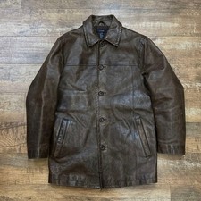 J.Crew Leather Car Coat XS Brown Men's Vintage Leather Jacket