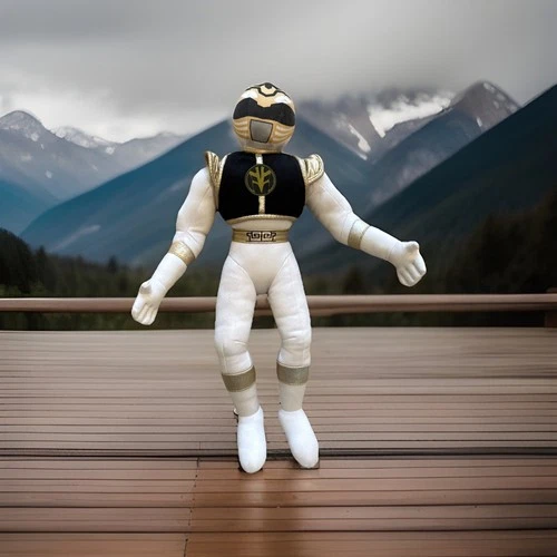 1994 Vintage Mighty Morphin Power Rangers White Ranger Plush 17" Kid Dimension