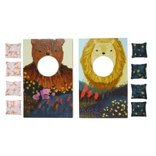 Manhattan Toy Wild Ones 10-Piece Wooden Cornhole Game for Kids 3+Indoors/Outdoor