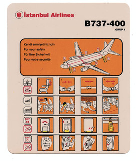 Safety Card Istanbul Airlines B737 400 Grup 1