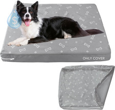 Waterproof Dog Bed Cover, Grey Bone Print 27 X 36 X 4 Inch, Cover Only