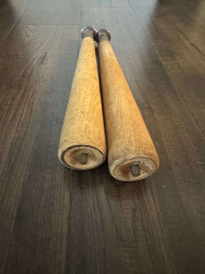 "Juego vintage de 4 muebles de madera rubia gris 7"" patas cónicas repintado" Foto 3 de 3