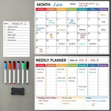 3 Pack Dry Erase Magnetic Calendar for Refrigerator - Monthly, Weekly, Daily Cal