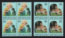 New Zealand Kitten Puppy Health Stamps 2v Blocks of 4 1993 MNH SG#1741-1742