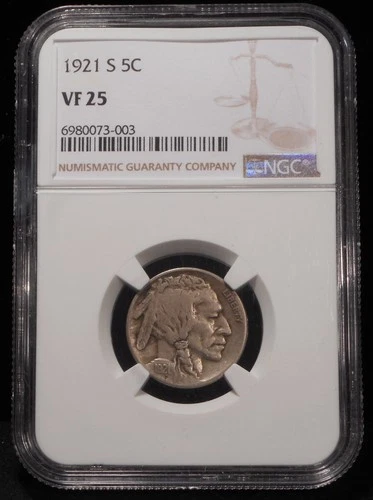 1921-S  BUFFALO NICKEL  -NGC VF25  (Scarce Date)