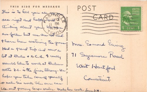 View of Library of the University of North Carolina Postcard Posted 1939 - Picture 2 of 2