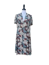 Monoprix femme A-Line Dress SIZE 44 Multicolor Bold Floral Print V-Neck US 14