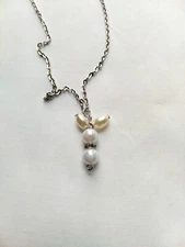 Cute Bunny Rabbit Beaded Necklace Stainless Steel Chain Handmade Lightweight