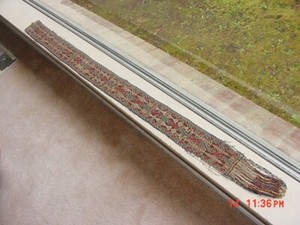 OLD ANTIQUE 19TH CENTURY QUECHUA INDIAN WOVEN SASH FROM PERU 55 INCHES LONG