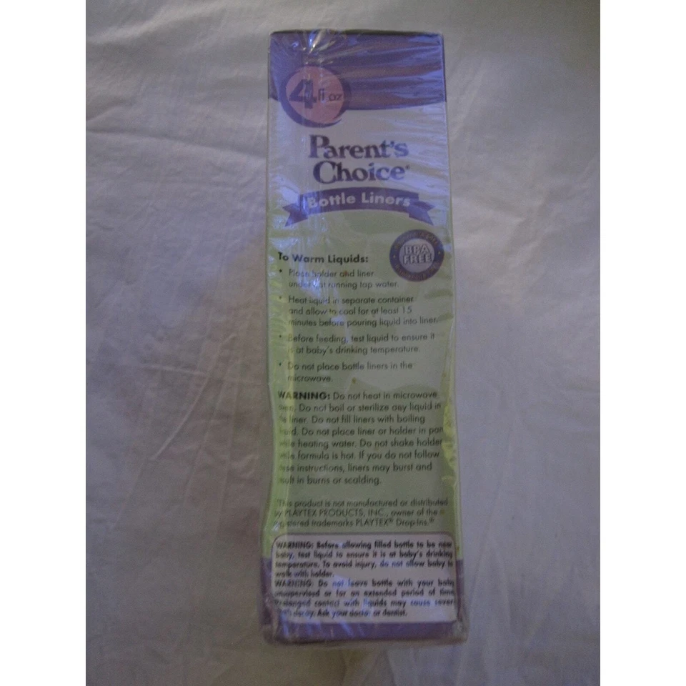 NUEVO Forros para biberones Parent's Choice sin BPA 4 fl oz 100 unidades para bebé de 0+ meses Foto 4 de 4