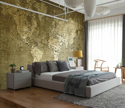 3D Map Mottled ZHU028 World Map Wallpaper Wall Mural Removable Self-adhesive