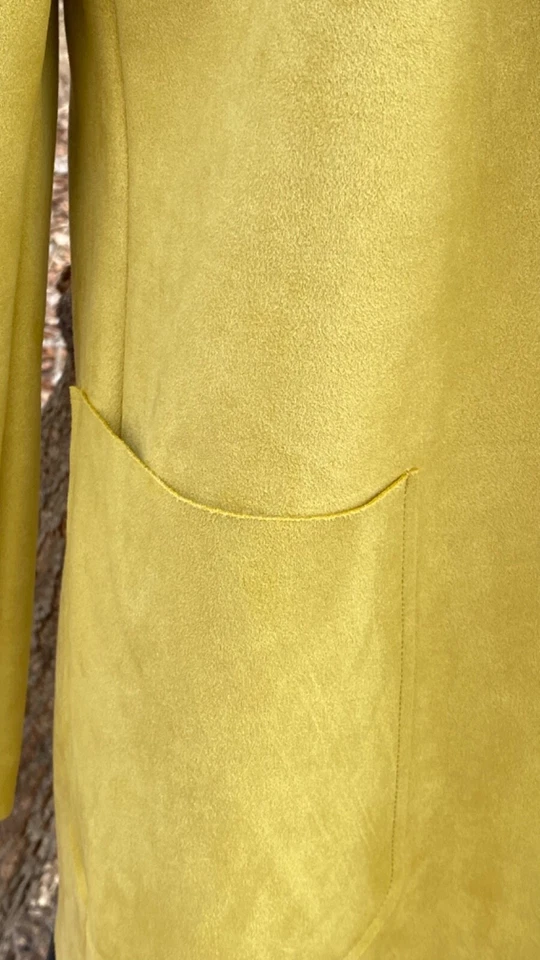 Joan Vass Chaqueta Blazer Gamuza Imitación Amarillo Cálido Frente Abierto Talla M Foto 3 de 4