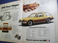 1976 AMC Pacer Wagon mid-size-mag centerfold car ad w/features