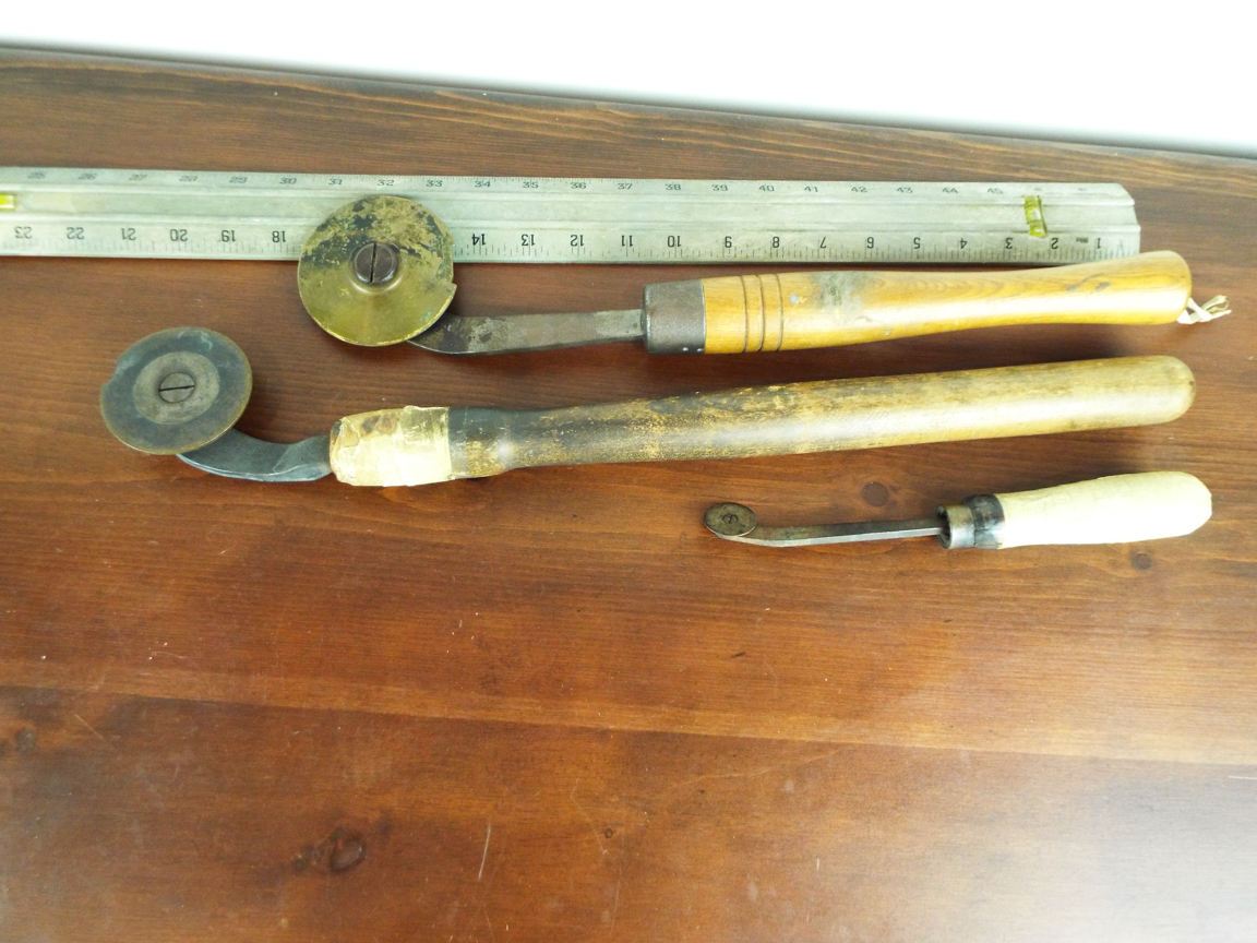 Antique Brass Bookbinders Gilding Wheel Tools Set Of Three Dyer Bros
