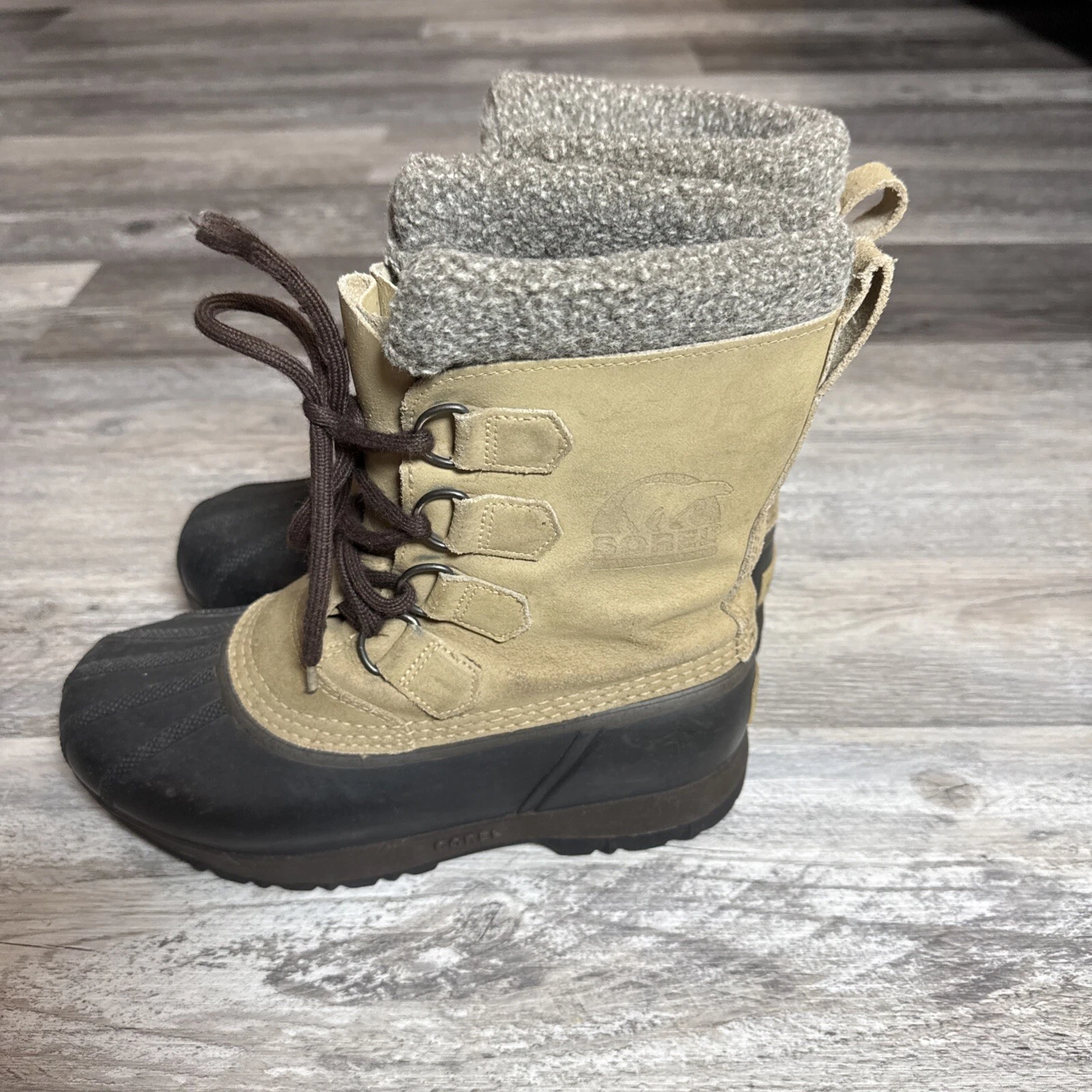 Sorel Kananaskis Winter Snow Boots Brown Tan Rubber Insulated Women's Size 7