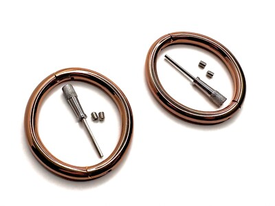 Rose Gold HandCuffs, 6mm Stainless Steel Elliptical Locking Hand Cuffs - 10.5''