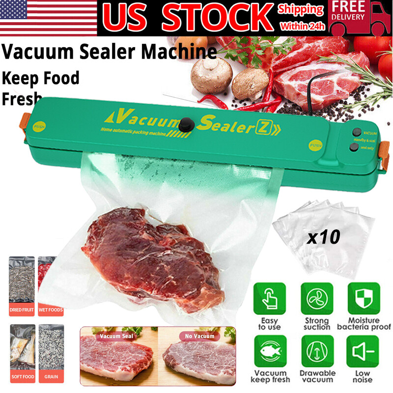 Compact Home Vacuum Sealer Machine with 10 Free Bags for Food Preservation