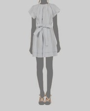 $395 Ulla Johnson Women's Blue Jewel Neck Short Sleeve Mini Dress Size 2