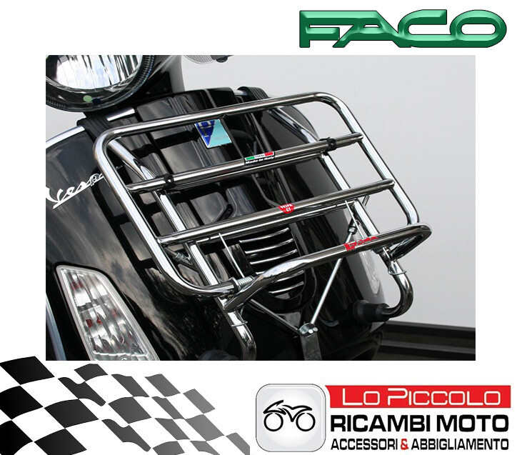 PORTAPACCHI FACO ANTERIORE CROMATO CON KIT DI MONTAGGIO VESPA GTS