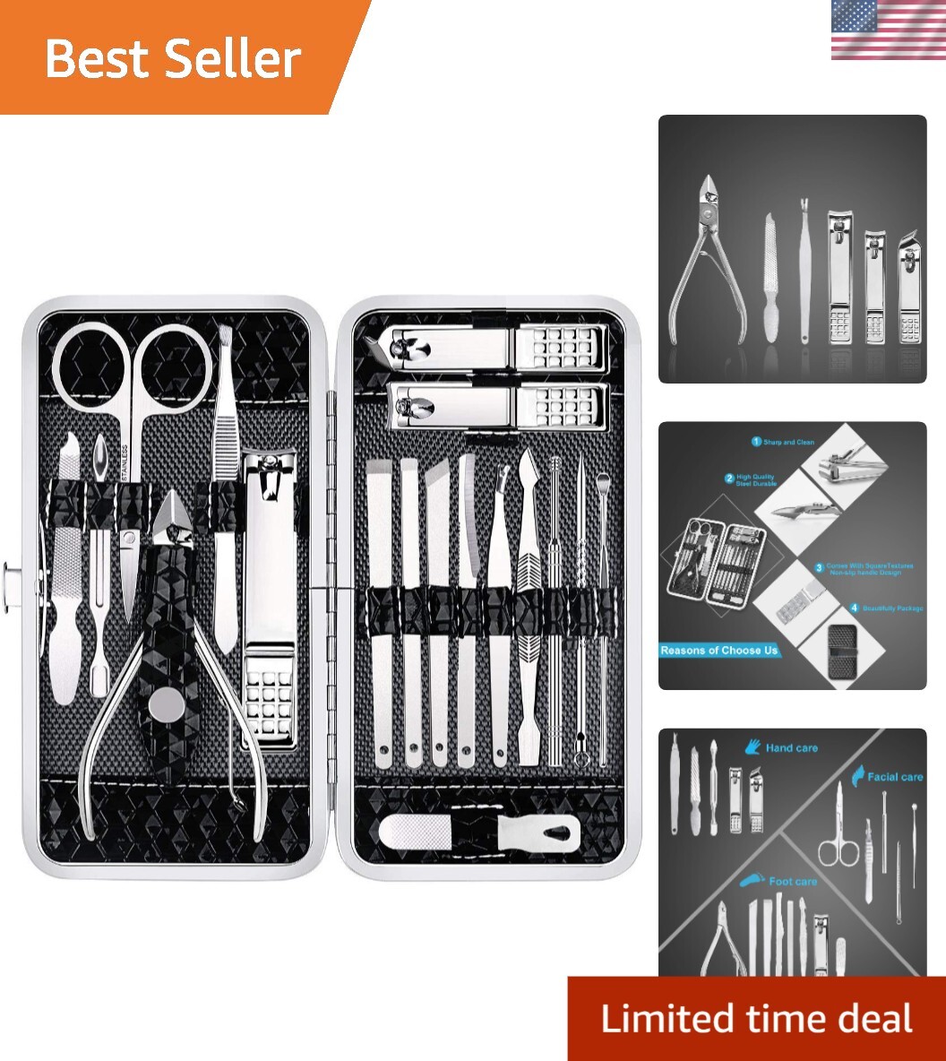 All-in-One Nail Clippers and Grooming Kit in Leather Case - Perfect Gift