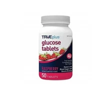 TRUEplus Glucose Tablets 4g Raspberry 50ct