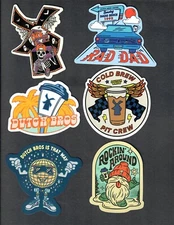 6 Different Dutch Bros. Coffee Stickers Skeleton Rockin Around Cold Brew + More