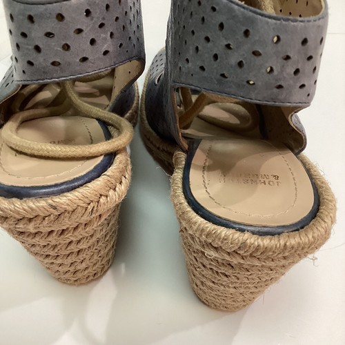 Johnson murphy Mandy Leather Wedge Espadrille Sandals Blue Lace Up Women 7.5M - Picture 5 of 13