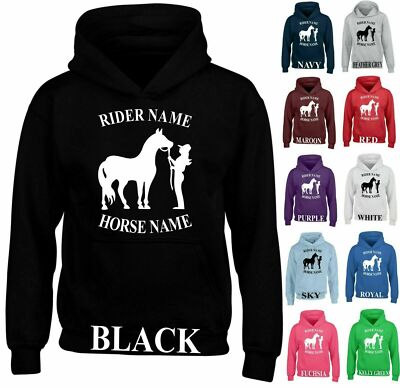 Personalisierter Hoodie Reiten Springen Cob Pony Reiter Erwachsene Kinder Hoody Top