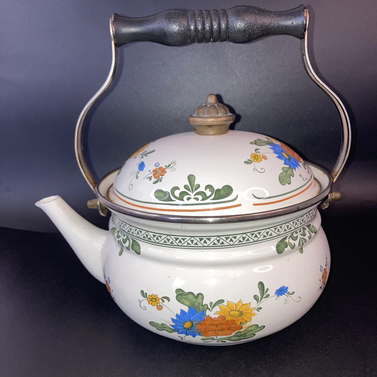 Vintage enamel cheap teapot