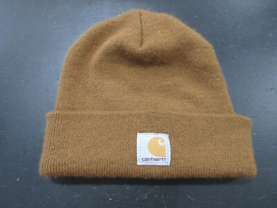 Carhartt Beanie Hat Cap Boys One Size Brown Outdoors Work Wear Knit Winter  Kids