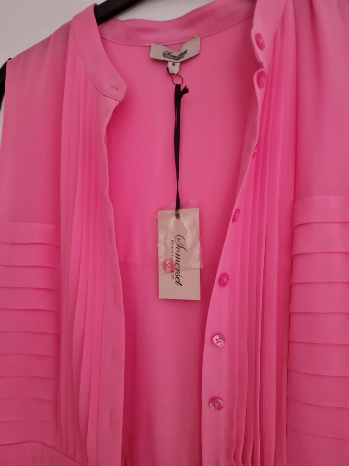Maxi vestido Somerset de Alice Temperley rosa plisado talla 10 nuevo con etiquetas Foto 2 de 4