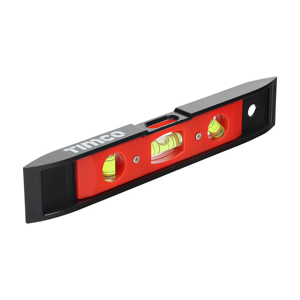 Timco Toolbox Spirit Level Box Beam Plastic Levelling Magnetic 3 Vials 225mm
