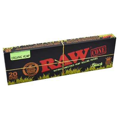 RAW Black King Size Cones pre rolled/ vorgedrehte konische Hülsen ungebleicht