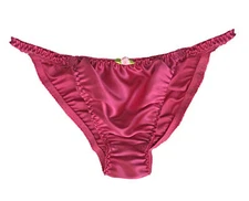 Hot Pink Cerise Satin Panties Sissy Tanga Knickers Underwear Briefs Size 10 - 20